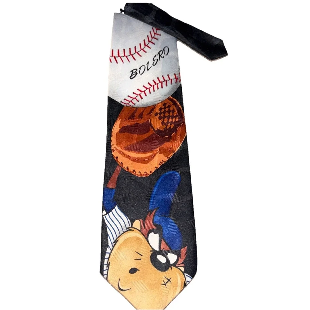 Vintage 1996 Looney Tunes Mania Taz‎ Baseball Mens Tie Tasmanian Devil
